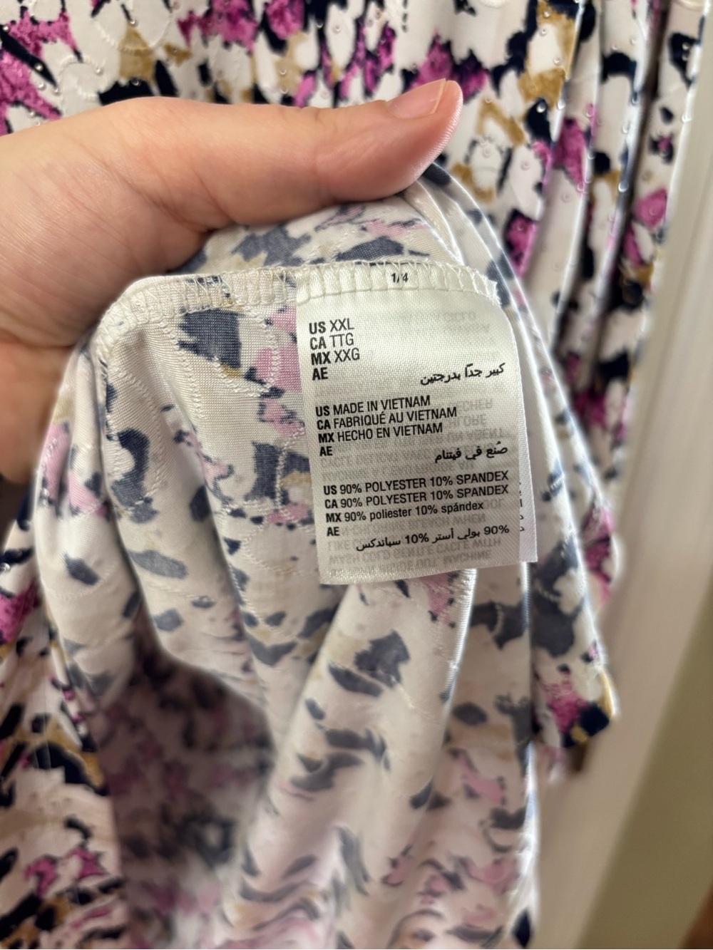 JM Collection Plus Size XXL Textured Print 3/4 Sleeve Scoop Neck Tunic Top - Picture 6 of 7